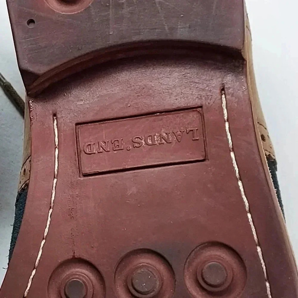 Land's End Mens Tan Leather and Blue Suede Lace Shoes Size 9 - Picture 4 of 14